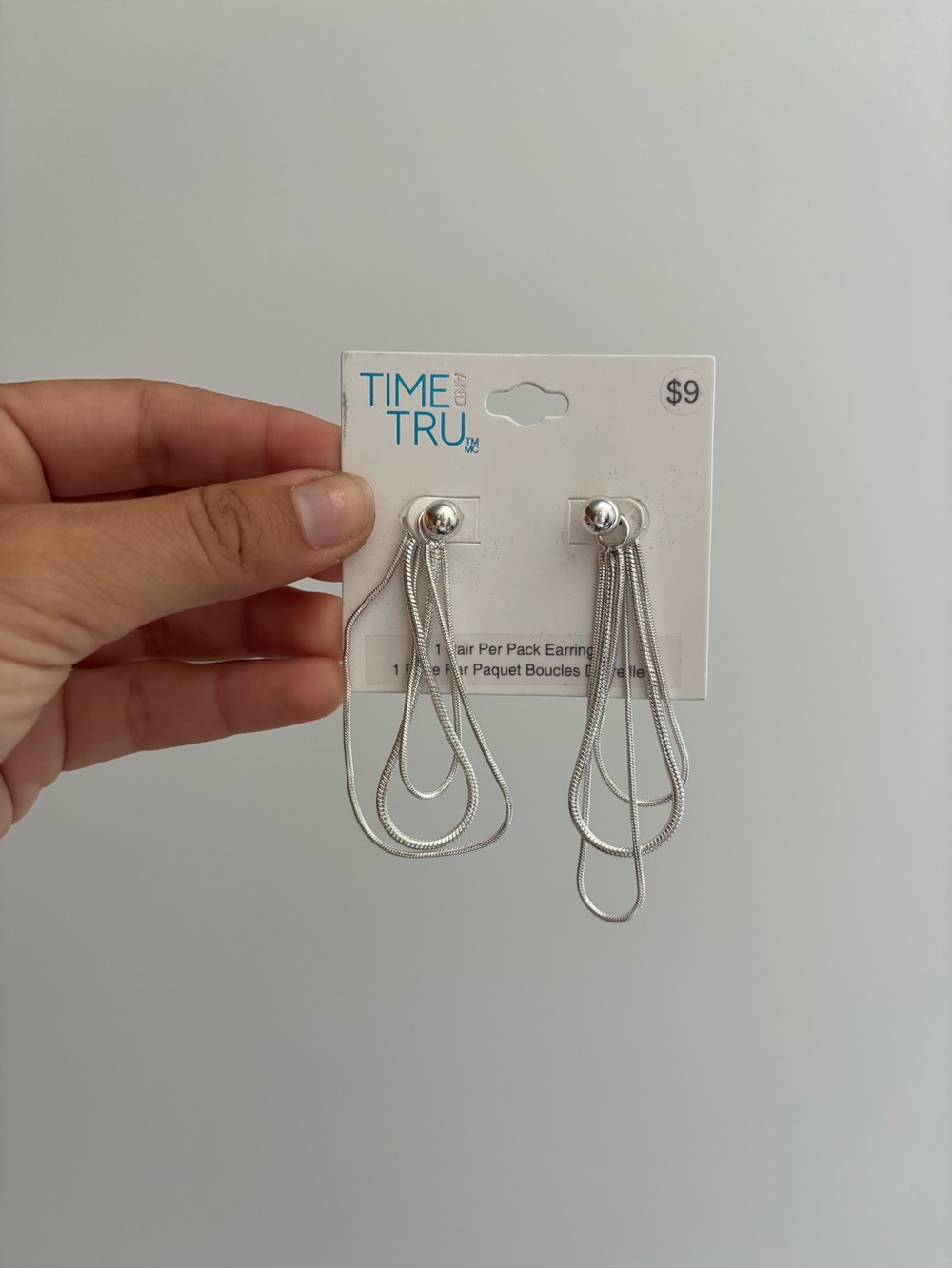 Time and Tru Silver Loop Drop Earrings